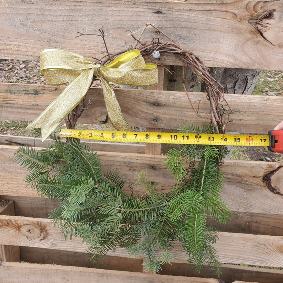 Gold Bow and Fresh Pine Holiday Wreath - Picture 4 of 5